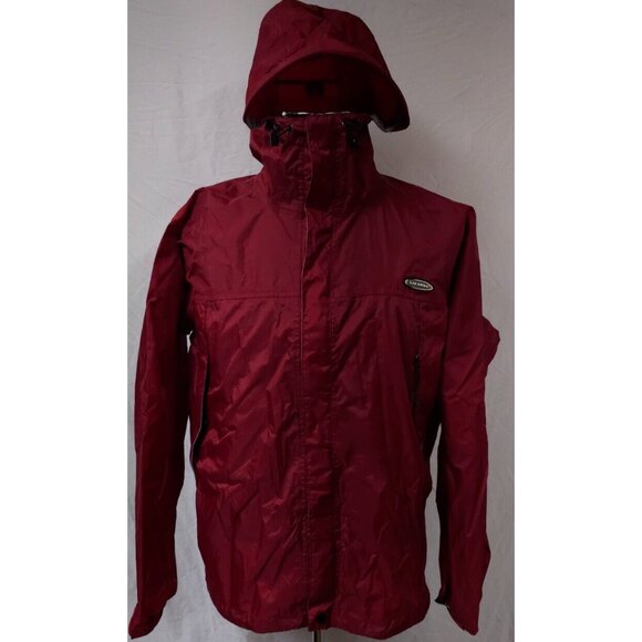 Stearns Dry Wear Mens Large Red Raincoat Hooded Waterproof Packable Jacket - Picture 1 of 16